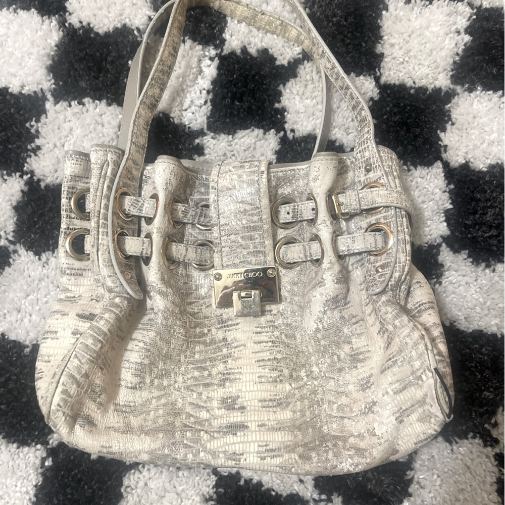 Jimmy Choo grunge vintage style lizard embossed shoulder bag 💼